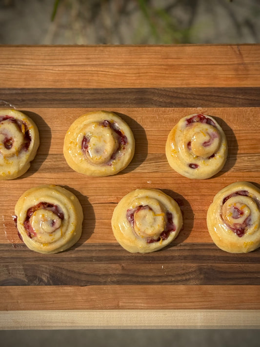 Wild Lingonberry Rolls with Sweet Orange Glaze